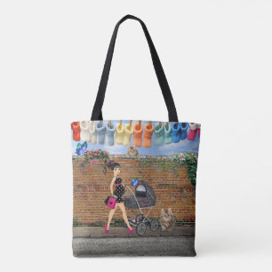 Tote Bag Scène d'art de rue Polka-dot