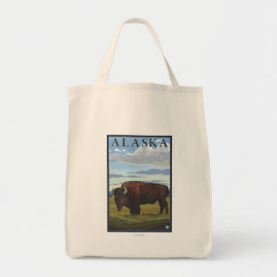Tote Bag Scène de bison - Poster Vintage voyage