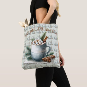 Tote Bag Scène de guimauve au cacao d'hiver cosy