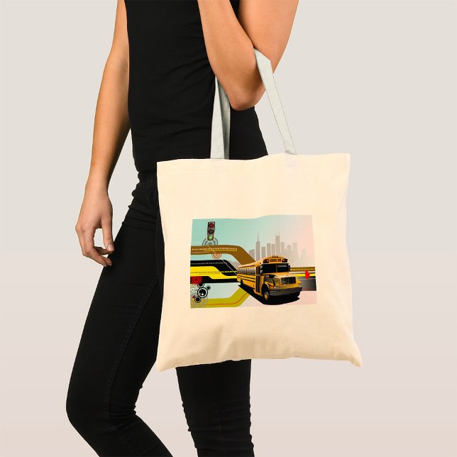 Tote Bag Scène de la ville des autobus scolaires (Créateur téléchargé)
