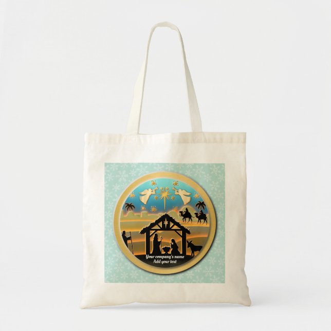 Tote Bag Scène de Noël avec l'Enfant Jésus dans la crèche (Devant)