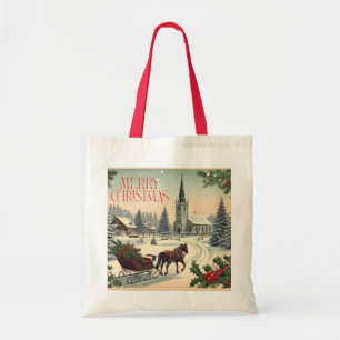 Tote Bag Scène de Noël classique/Vintage