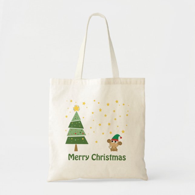 Tote Bag Scène de Noël des elfes singes (Devant)