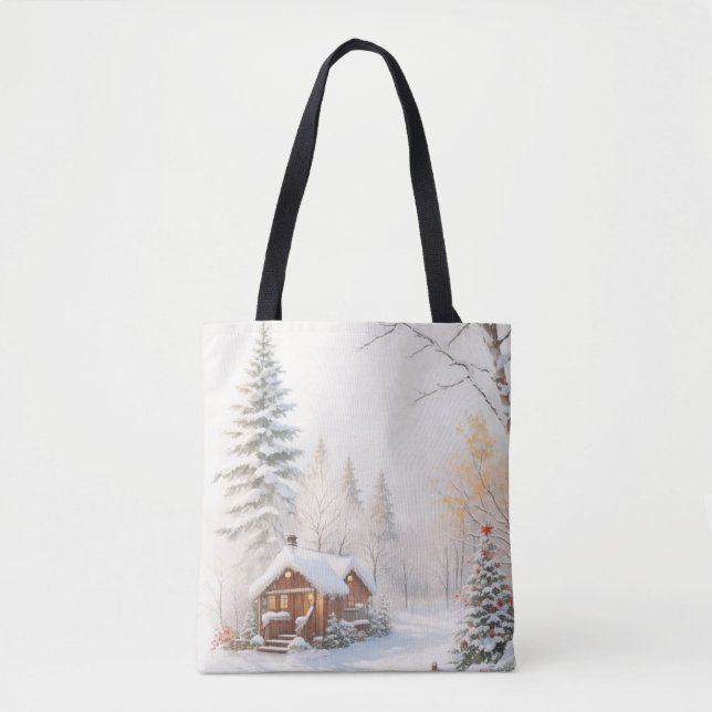 Tote Bag Scène de Noël enneigée (Devant)