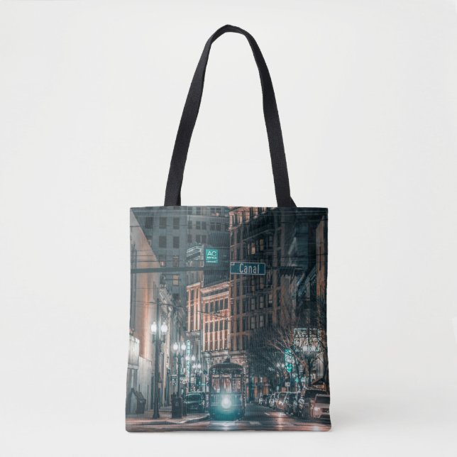 Tote Bag Scène de nuit NOLA de la voiture de rue sur Canal  (Devant)