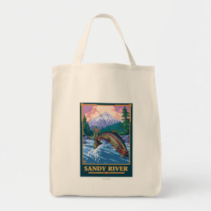 Tote Bag Scène de pêche de mouche - rivière de Sandy,