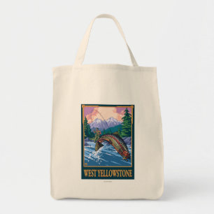 Tote Bag Scène de pêche de mouche - Yellowstone occidenta