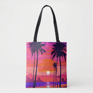 Tote Bag scène de plage avec fourre-tout orange vif