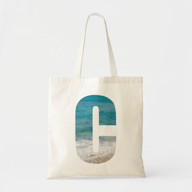 Tote Bag Scène de plage de la lettre C (Devant)