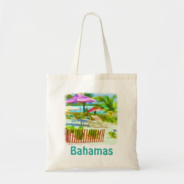 Tote Bag Scène de plage des îles Bahama tropicales (Devant)