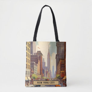 Tote Bag Scène de rue vintage à New York Texte personnalisé