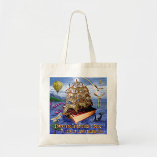 Tote Bag Scène d'océan de bateau de livre avec la citation