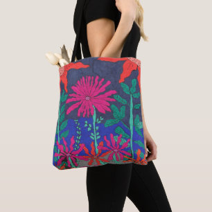 Tote Bag Scène nocturne du Jardin Flower