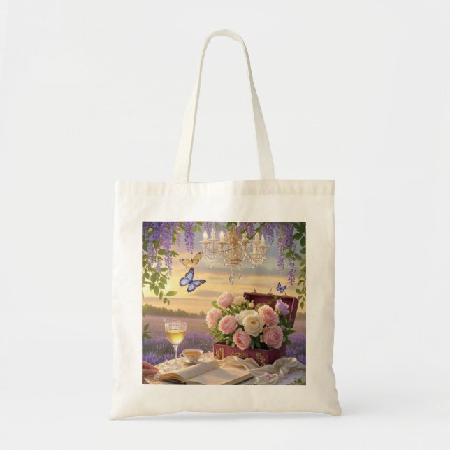 Tote Bag Scène rêvée et douce d'une somptueuse, Florale (Devant)