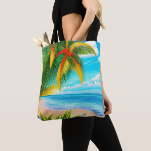 Tote Bag Scène Tropical Beach Palm Tree
