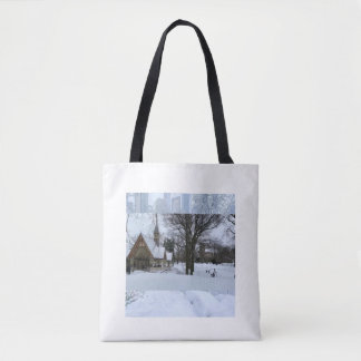 Tote Bag Scène Urbaine Magique de Neige – Hiver en Ville