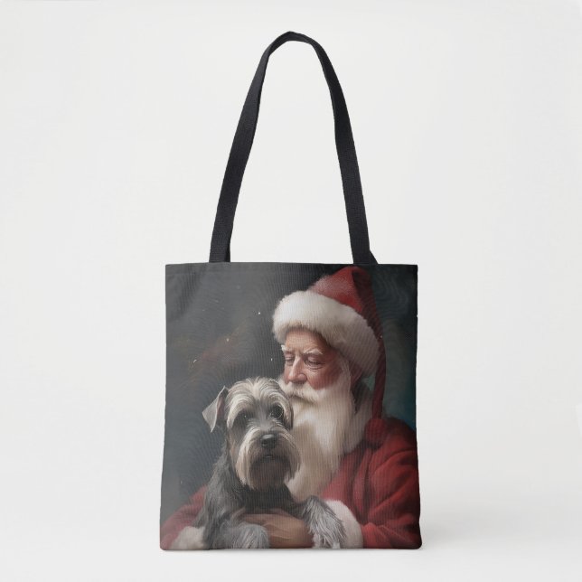 Tote Bag Schnauzer avec Noël Festif du Père Noël (Devant)