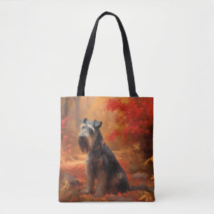 Tote Bag Schnauzer dans les feuilles d'automne tombent insp