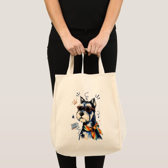 Tote Bag Schnauzer Mec avec des Lunettes de Soleil (Devant (produit))