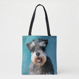 Tote Bag Schnauzer Miniature peinture couleur de l'eau