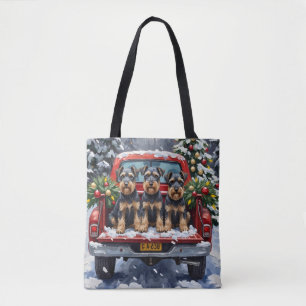 Tote Bag Schnauzer Noël Camion Rouge Fêtes