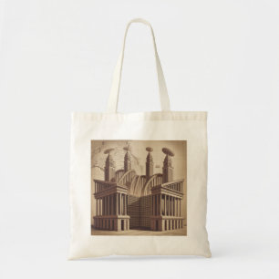 Tote Bag Sci Wi Fi rétro Futuriste Ancien Temple Satellite