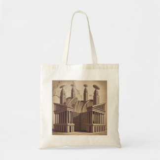 Tote Bag Sci Wi Fi rétro Futuriste Ancien Temple Satellite