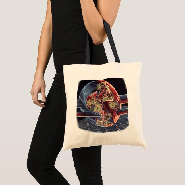Tote Bag Science-fiction vintage Astronaute Fusée Vaisseau  (Devant (produit))