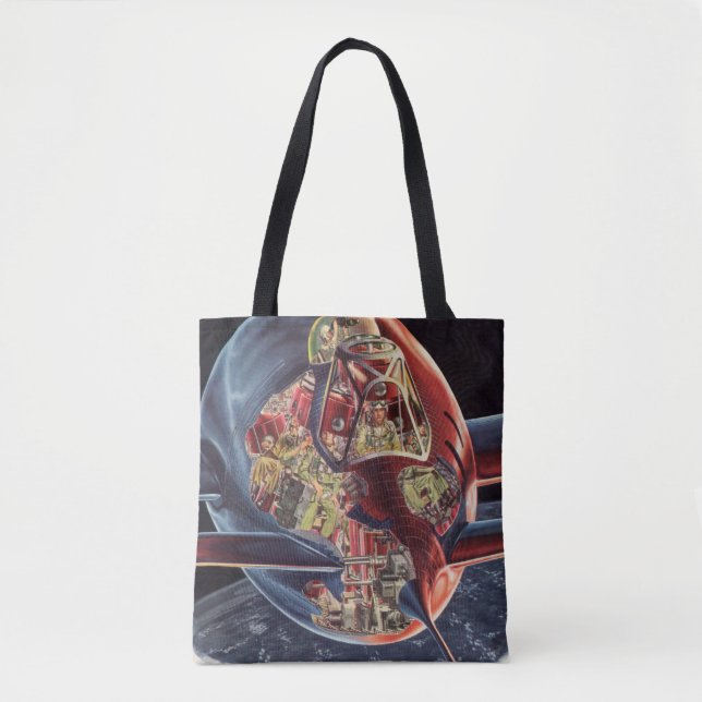 Tote Bag Science-fiction vintage Astronaute Fusée Vaisseau  (Devant)