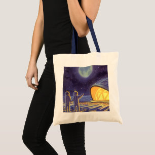 Tote Bag Science-fiction vintage d'aliens sur la lune de la