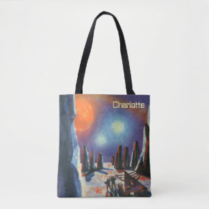 Tote Bag Science-fiction vintage de planète étrangère avec 