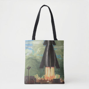 Tote Bag Science-fiction vintage, Fusées qui s'envolent hor