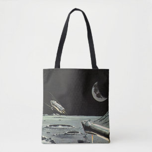 Tote Bag Science-fiction vintage, Fusées spatiales Lune Pla