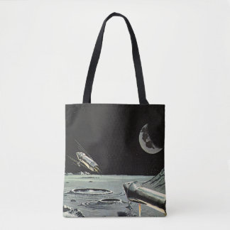 Tote Bag Science-fiction vintage, Fusées spatiales Lune Pla
