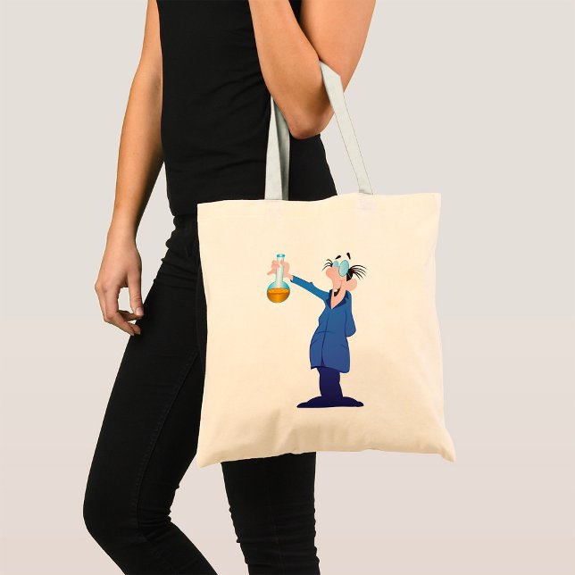 Tote Bag Scientifique Fou Tenant un Bécher Amusant Science (Créateur téléchargé)