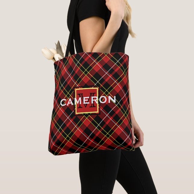 Tote Bag Scots personnalisés Rouge Noir Jaune Blanc Tartan  (De près)