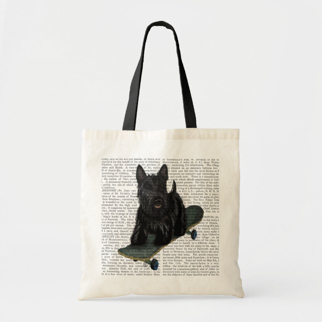 Tote Bag Scottish Terrier and Skateboard (Devant)