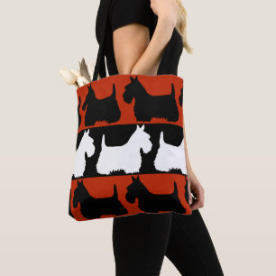 Tote Bag Scottish Terrier noir/rouge/blanc, Highland dog To