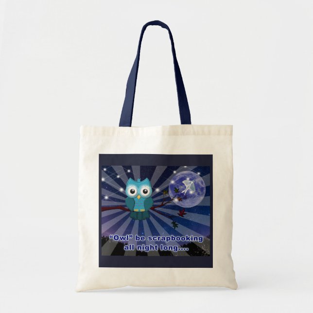 Tote Bag Scrapbookers "Owl Retire Toute La Nuit" (Devant)