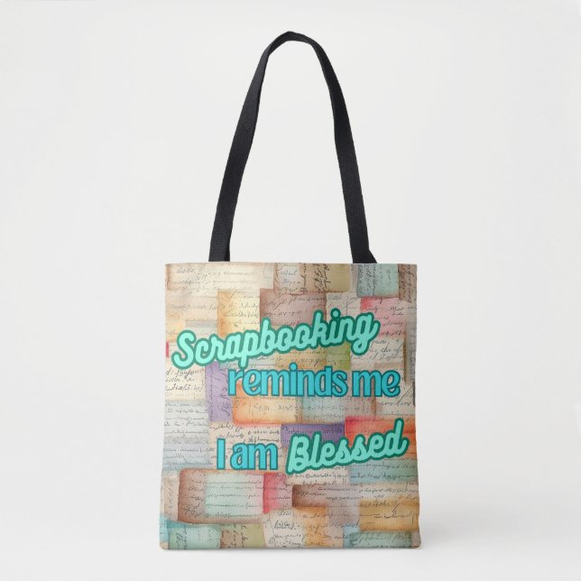 Tote Bag Scrapbooking me rappelle que je suis béni (Devant)