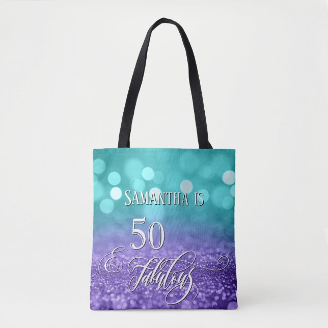 Tote Bag Script 50 & Fabuleux Ombré Sarcelle Violet Brillan (Devant)