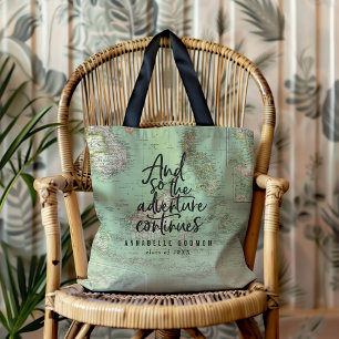 Tote Bag Script d'aventure de graduation de la carte vintag