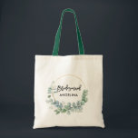 Tote Bag Script de brosse moderne Botanique verte Bridesmai<br><div class="desc">Brosse moderne tendance Script Aquarelle Botanique Verdure Or Cercle Sac fourre-tout de la servante</div>