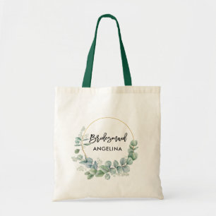 Tote Bag Script de brosse moderne Botanique verte Bridesmai