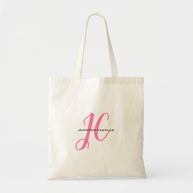 Tote Bag Script de calligraphie professionnelle Monogramme  (Devant)