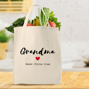 Tote Bag Script de grand-mère minimaliste Noms personnalisé