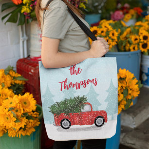 Tote Bag Script de Noël Chariot rouge personnalisé
