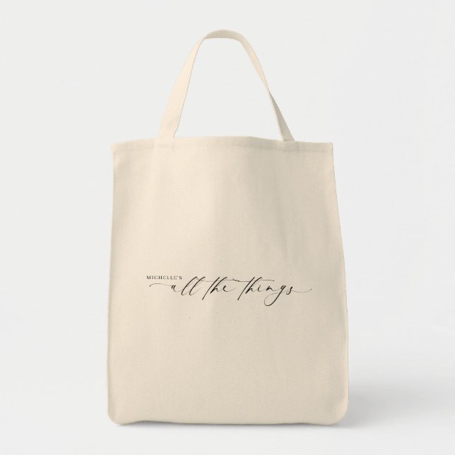 Tote Bag Script de nom de servante moderne | Toutes les cho (Devant)
