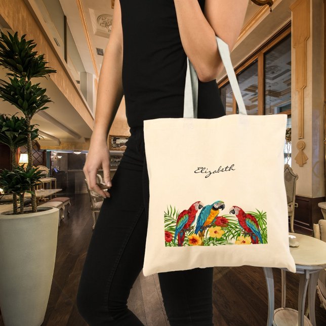 Tote Bag Script de nom des oiseaux perroquets (Créateur téléchargé)