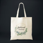Tote Bag Script de pinceau moderne Bridesmaid Botanical Gre<br><div class="desc">Brosse moderne tendance Script Aquarelle Botanique Verdure Or Cercle Sac fourre-tout de la servante</div>